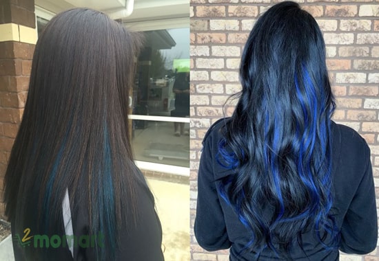 Thêm phần thu hút với màu tóc highlight xanh dương nguyên thủy