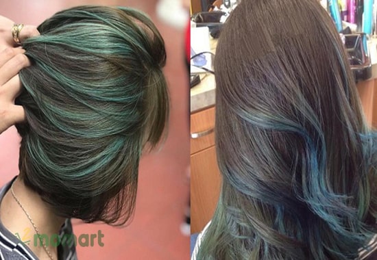 Mẫu tóc nhuộm light xanh rêu đầy sành điệu