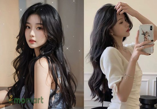 Khí chất tiểu thư xinh đẹp với kiểu tóc xoăn dài Hàn Quốc