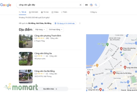 Cách tìm công viên gần đây bằng Google