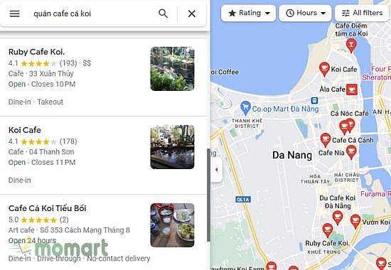 Tìm Cafe Koi trên Google Maps nhanh chóng