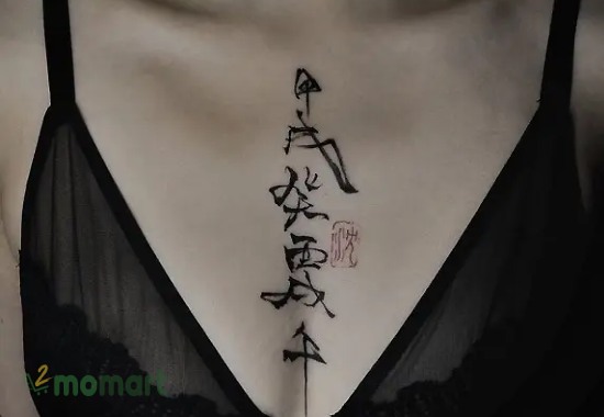 Hình xăm chữ Tàu ở ngực đẹp cho nữ