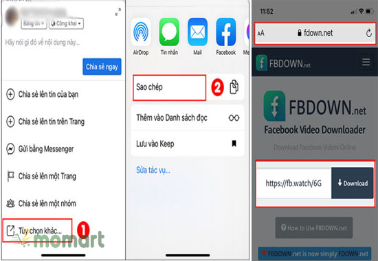 Sử dụng fbdown.net tải videos từ Facebook về điện thoại iPhone