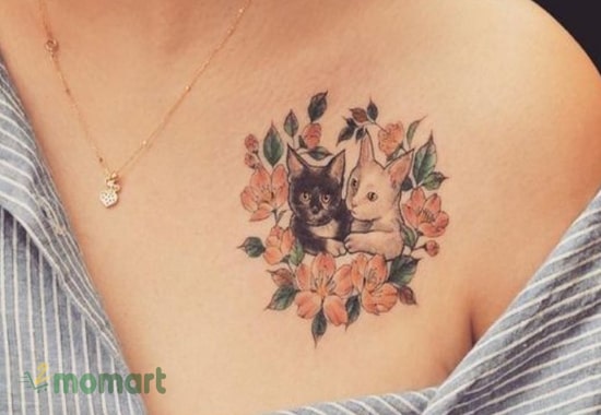 Tattoo mèo dễ thương, cute trên vai cho các cô nàng nữ tính