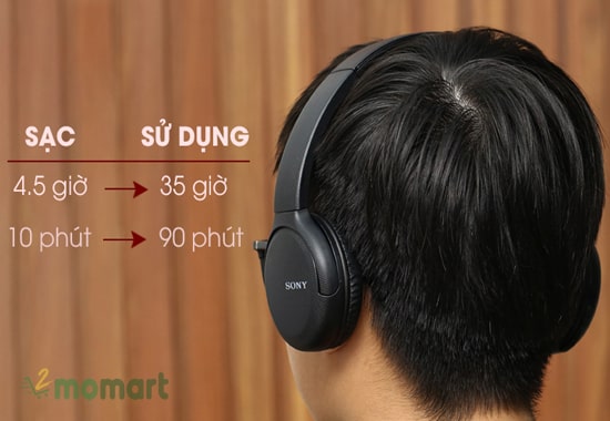 Thời lượng pin của tai nghe không dây Sony CH510 đạt đến 35 giờ
