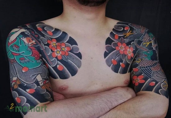 Tattoo Nhật cổ ở vai trước thể hiện sự mạnh mẽ của nam giới