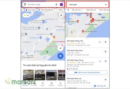 Cách tìm nhà nghỉ gần đây bằng Google maps