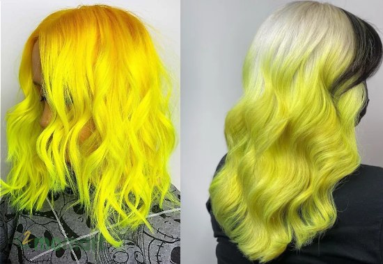 Màu tóc vàng chanh Neon có thể kết hợp với nhiều màu sắc khác nhau