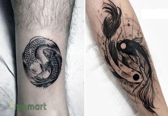 Mẫu tattoo cá chép với đường nét tinh tế, sinh động