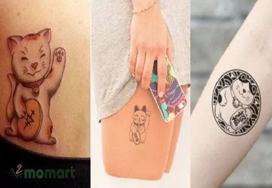Tattoo mèo chiêu tài đơn giản nhưng vẫn rất ấn tượng