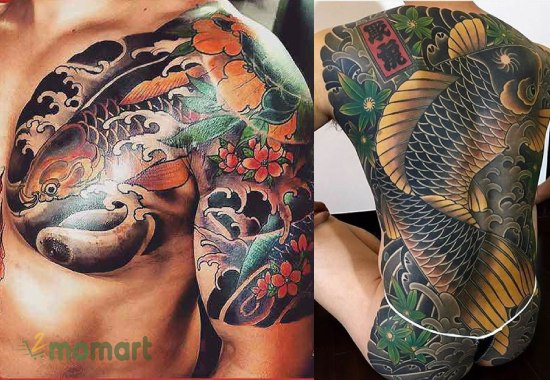 Tattoo Yakuza cá chép cũng mang lại may mắn cho người xăm