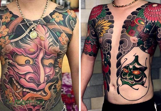 Hình tattoo full bụng kiểu Nhật ấn tượng