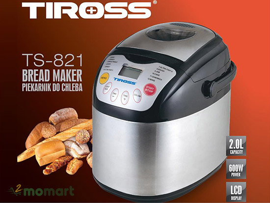 Máy làm bánh mì 12 chức năng của Tiross ts821