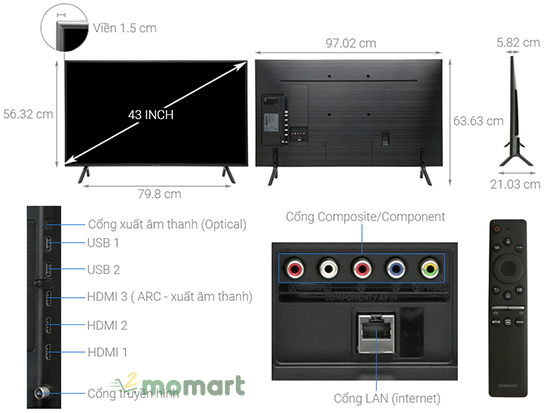 Smart tivi Samsung 4K 43 inch UA43RU7200 với hệ điều hành Tizen OS
