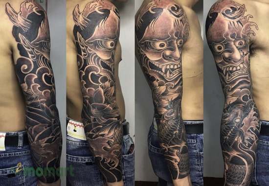 Tattoo mặt quỷ cá chép trên tay đem lại nhiều điều may mắn