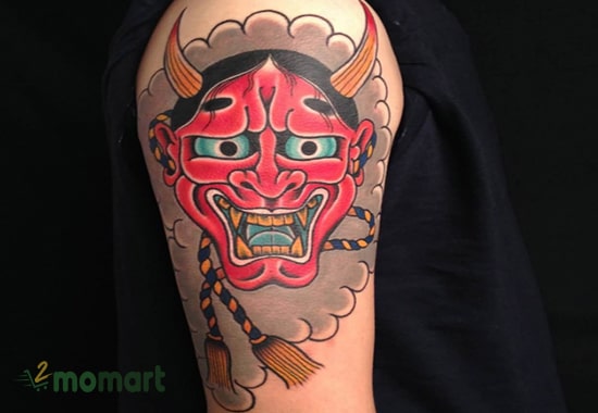 Tattoo mặt quỷ dạ xoa đầy cuốn hút trên cánh tay