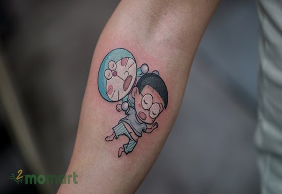 Mẫu tattoo Doraemon và Nobita giúp bạn thể hiện tình bạn khăng khít
