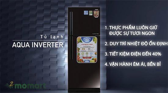 Tủ lạnh Aqua AQR-I209DN(DC) giúp tiết kiệm điện hiệu quả