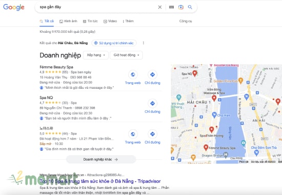 Cách tìm địa chỉ spa gần đây bằng Google
