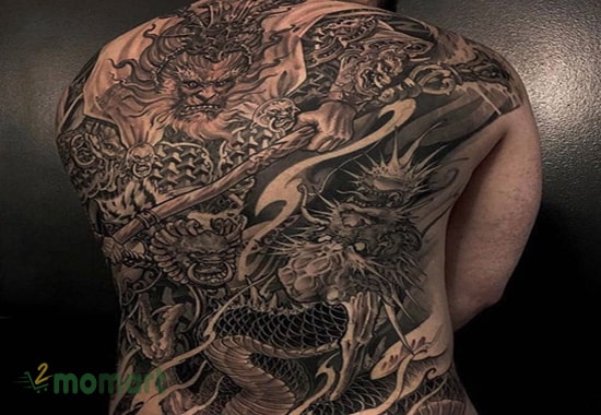 Hình tattoo Ngộ Không cưỡi rồng bộc lộ vẻ đẹp mạnh mẽ