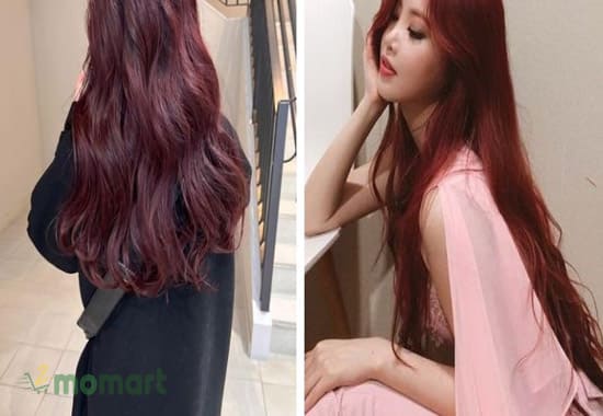 Đỏ cherry kết hợp với kiểu tóc xoăn sóng thật dịu dàng