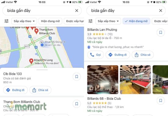Cách tìm tiệm bida gần đây nhất bằng Google Maps