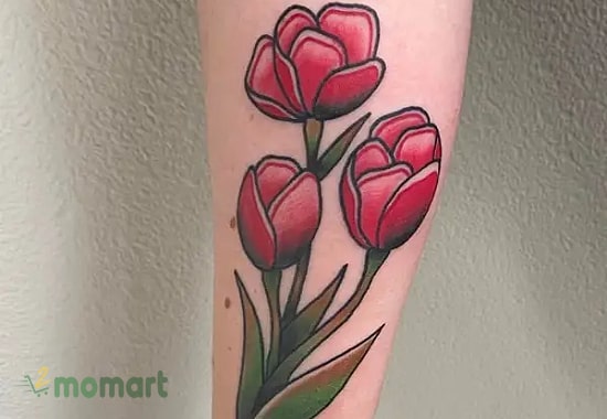 Hình xăm hoa Tulip ở cánh tay tinh tế