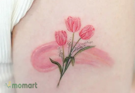 Ý nghĩa hình xăm hoa Tulip hồng đẹp