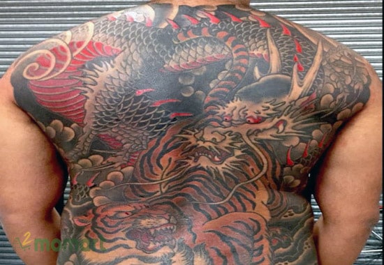 Tattoo long tranh hổ đấu đại diện cho sự quyền uy