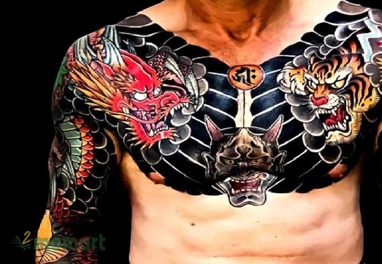 Mẫu tattoo rồng Nhật cổ vắt vai đầy cá tính, mạnh mẽ