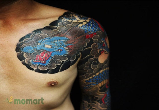 Mẫu tattoo rồng xanh với những đường nét thiết kế cầu kỳ