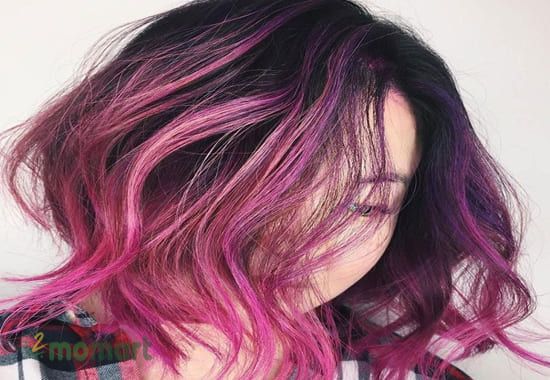 Mái tóc tone hồng pastel nhuộm balayage cực ngọt ngào