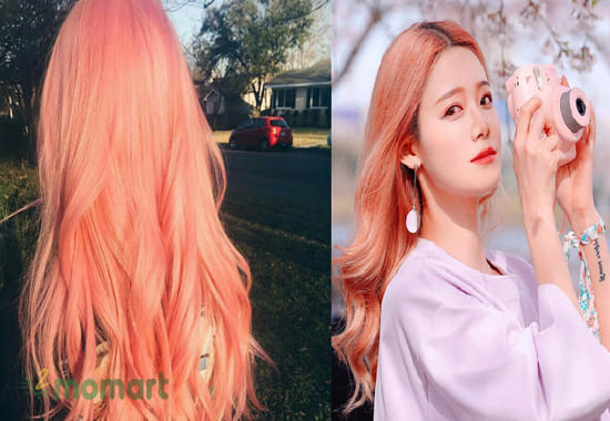 Mái tóc cực chất với màu nhuộm hồng pastel cùng gold sáng