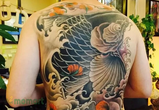 Tattoo cá chép kín lưng Nhật cổ được rất nhiều bạn trẻ yêu thích