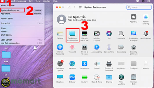 Nhấp Chọn Desktop & Screen Saver