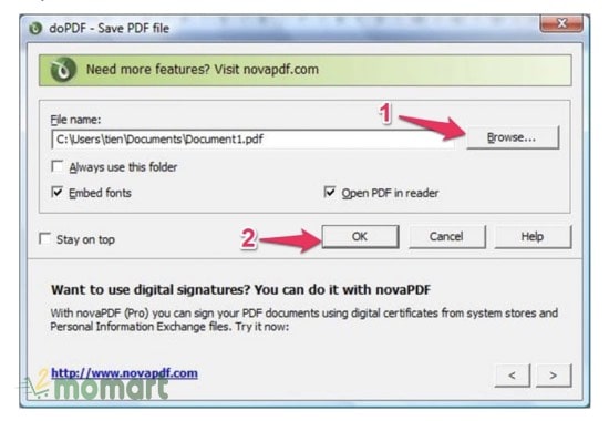 Cách chuyển từ file Word sang PDF bằng doPDF