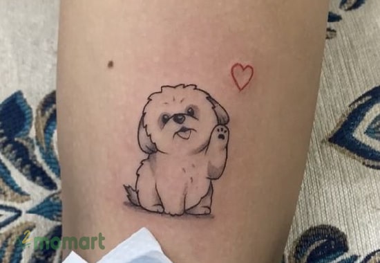 Hình xăm mini cute ở chân hình chú cún cho nữ