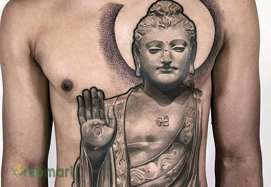 Hình xăm Phật kín thân trước
