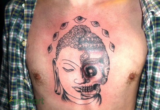 Hình xăm Phật ở ngực cho nam giới đẹp