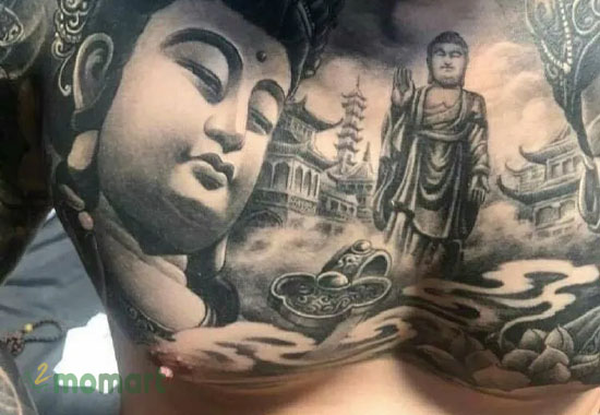 Hình xăm Phật trước ngực đẹp và lạ