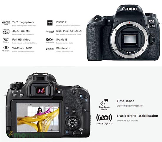 Thông số Canon 77D + Lens 18-55mm IS STM
