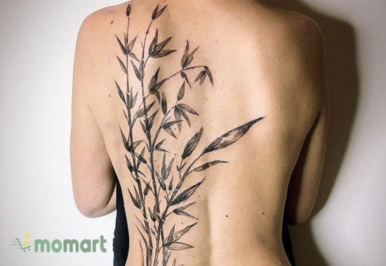 Tattoo tre, trúc trên lưng bạn nữ với ý nghĩa về sự may mắn