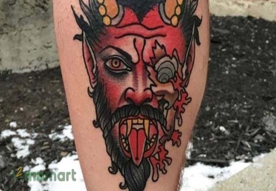 Mẫu hình tattoo mặt quỷ trên tay được nhiều người yêu thích