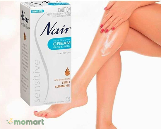 Phù hợp cho vùng da tay chân với Nair cream hair remover