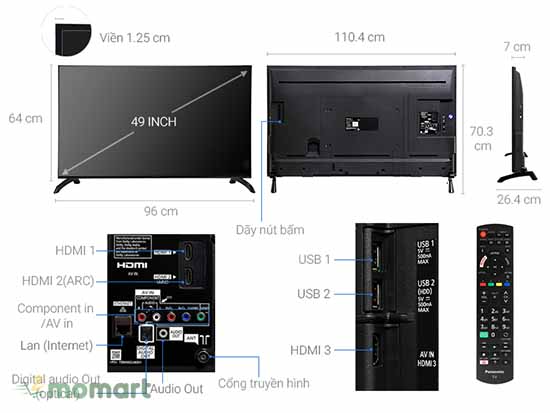 Kích thước đa dạng từ Tivi Panasonic
