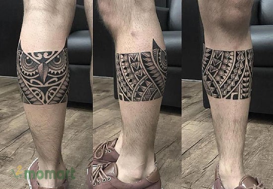 Hình xăm Maori ở bắp chân kiểu vòng quanh