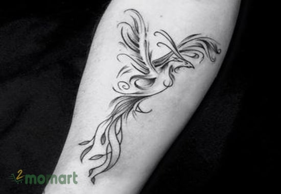 Hình tattoo phượng hoàng màu đen trắng rất được ưa thích