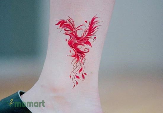 Tattoo phượng hoàng mini ở cổ chân cực kỳ thanh lịch