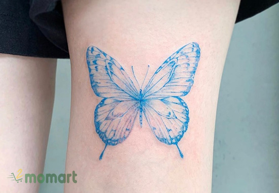 Hình xăm bươm bướm xanh ở cánh tay đẹp