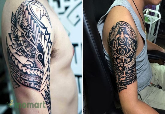 Hình xăm Maori trên cánh tay với đường nét khá phức tạp